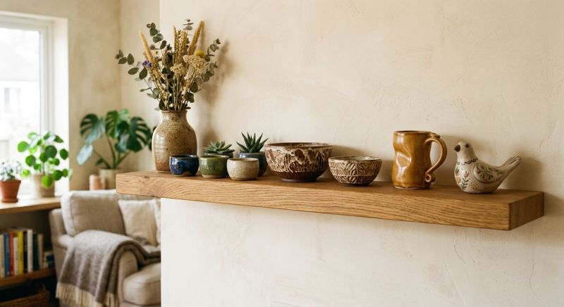 étagère salon objets poterie faits main